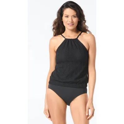 Coco Contours Demeter High Neck Bra Sized Tankini Top In Black