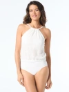 Coco Contours Demeter High Neck Bra Sized Tankini Top In White