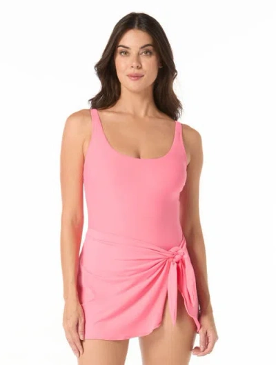 Coco Contours Empress One Piece Sarong Swimdress In Pink