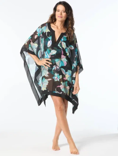 Coco Contours Grand Chiffon Caftan Cover Up In Black