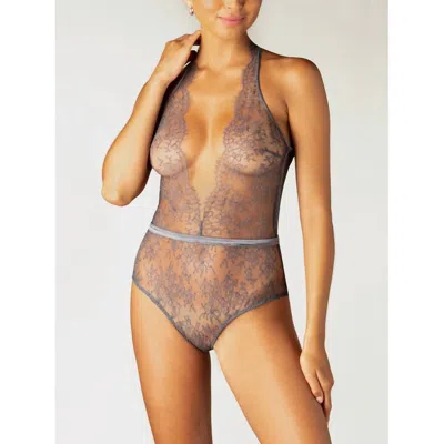 Coco De Mer Arabela Bodysuit In Anthracite Grey In Multi