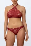 Coco De Mer Astrantia Skirted Thong In Crimson In Red