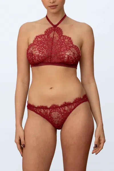 Coco De Mer Astrantia Skirted Thong In Crimson