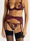 Coco De Mer Camellia Suspender In Sienna In Brown