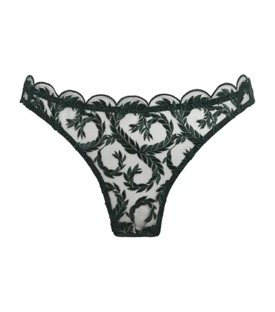 Coco De Mer Lace Arletta Open Briefs In Green
