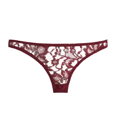 Coco De Mer Lace Naraya Brazilian Briefs In Burgundy