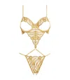 Coco De Mer Lace Open Wired Celeste Bodysuit In Yellow