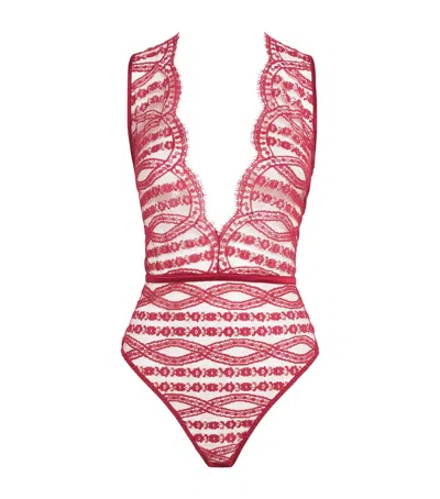 Coco De Mer Lace Renata Bodysuit In Red