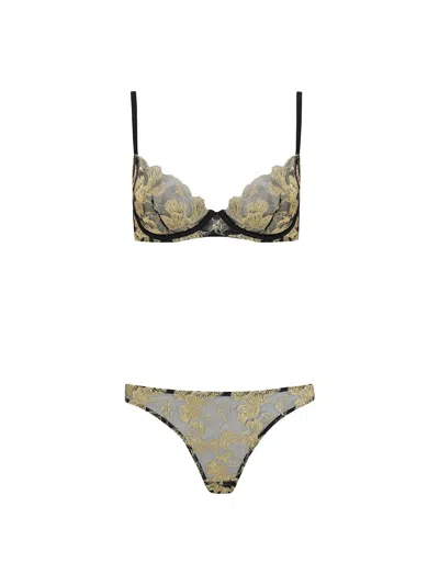 Coco De Mer Oriana Brazilian Knicker In Black Gold