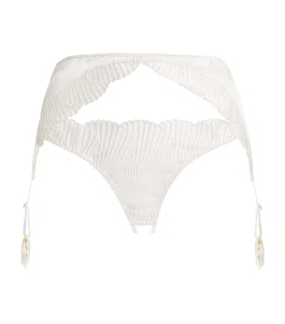 Coco De Mer Stretch-silk Lace Athena Suspenders In Ivory