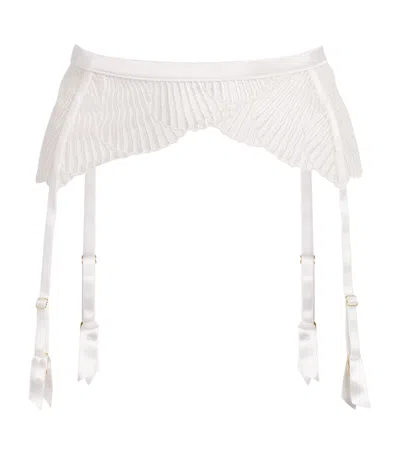 Coco De Mer Stretch-silk Lace Athena Suspenders In White