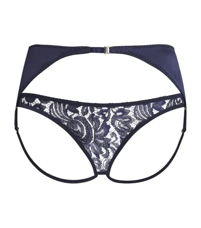 Coco De Mer Tamara Open Suspender Briefs In Blue