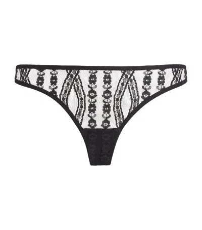 Coco De Mer Velvet-lace Kiana Skirted Thong In Black