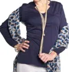 Coco Indigo Absinthe V-neck Long Sleeve Blouse In Navy