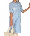 Coco Indigo Daisybelle Linen Shirt Midi Dress In Blue