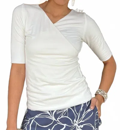 Coco Indigo Gracie Crossover V-neck Tee In Cream