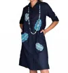 Coco Indigo Hand-beaded Linen Maxine Dress In Blue