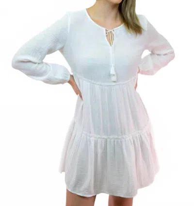 Coco Indigo Island Cotton Tiered Mini Dress In White