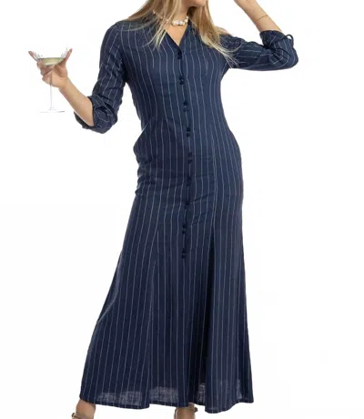 Coco Indigo Ursula Maxi Dress In Navy White Pin