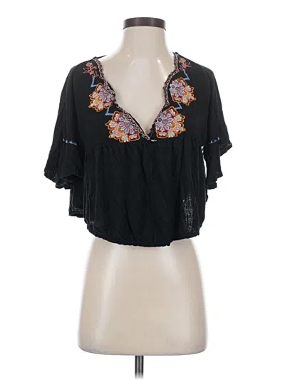 Pre-owned Coco + Jaimeson Short Sleeve Blouse In Black