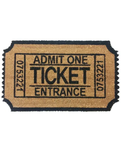 Coco Mats N More Admit One Ticket Shaped Indoor/outdoor Doormat In Neutral