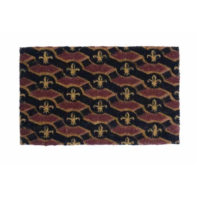 Coco Mats N More Fleur De Lis Flag 30 In. X 18 In. Outdoor Door Mat In Black,yellow,red
