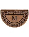 Coco Mats N More Half Round Rolling Scrolls Monogram Doormat In Brown