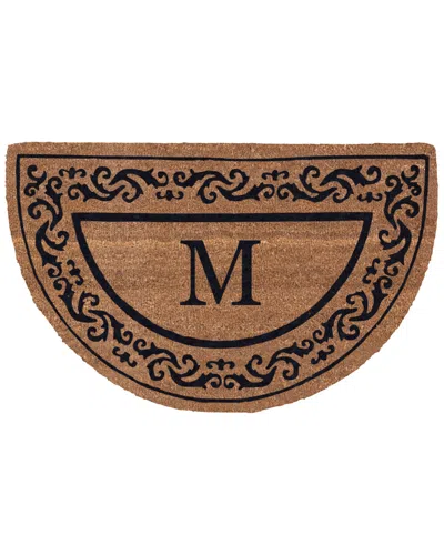 Coco Mats N More Half Round Rolling Scrolls Monogram Doormat In Brown