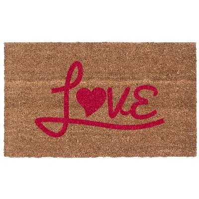 Coco Mats N More Home Love 30 In. X 18 In. Non-slip Outdoor Door Mat In Brown,red