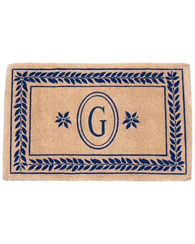 Coco Mats N More Leafy Bordered Monogram Doormat In Brown