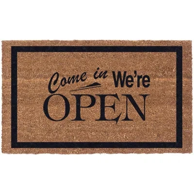 Coco Mats N More Open Sign 30 In. X 18 In. Non-slip Outdoor Door Mat In Brown,black