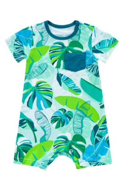 Coco Moon Babies'  Backyard Oasis Short Romper In Green
