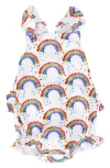 Coco Moon Flower Shower Print Tiered Ruffle Bodysuit In Multi