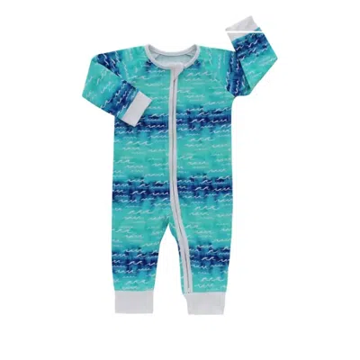 Coco Moon Hawaii Kids' Baby Zip Romper In Nalu Wave In Brown