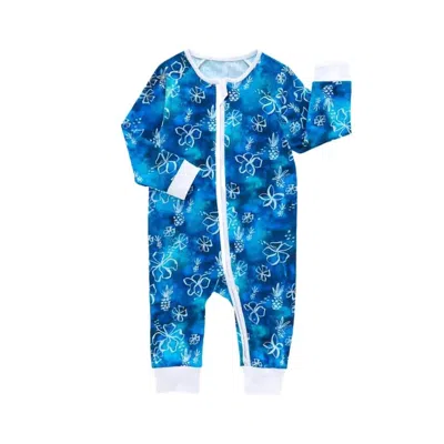 Coco Moon Hawaii Kids' Baby Zip Romper In Pacific Hues In Blue