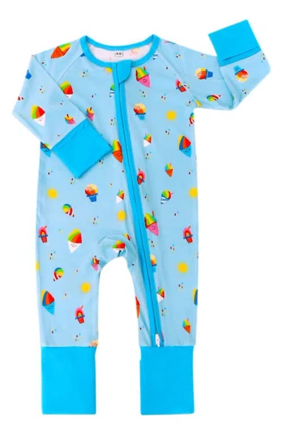 Coco Moon Babies'  Rainbow Shaved Ice Convertible Jersey Footie In Blue