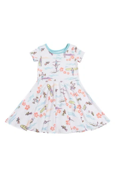 Coco Moon Babies'  Surfer Duke Print T-shirt Dress & Bloomers In Off-white