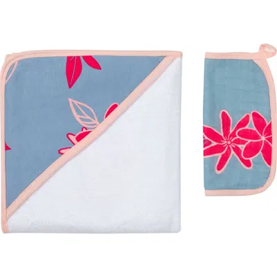 Coco Moon Kids'  Tiare Breeze Hooded Towel & Washcloth Set In Pink
