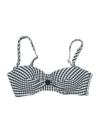 Pre-owned Coco Rave Swimsuit Top Blue Checkered/gingham Pattern Swimwear