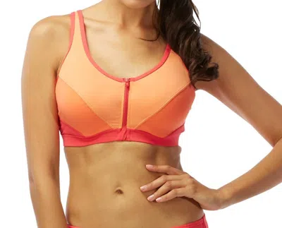 Coco Reef Barbados D-cup Pure Racer Back Zip Front Underwire Bikini Top In Coc Coral In Multi