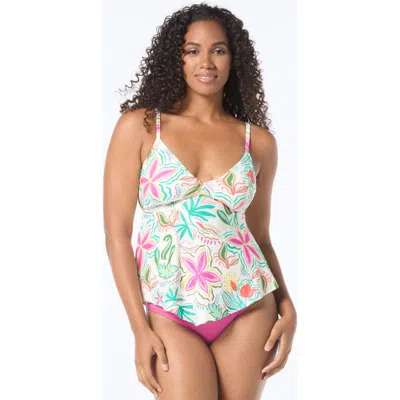 Coco Reef Bra Sized Shirred Underwire Tankini Top In White