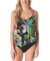 Coco Reef Captivate Bra Sized Tankini Top Bikini Bottoms In Black Multi