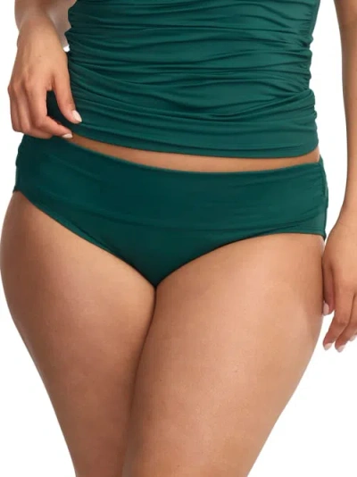 Coco Reef Classic Solid Fold-over High-waist Bikini Bottom In Jasper