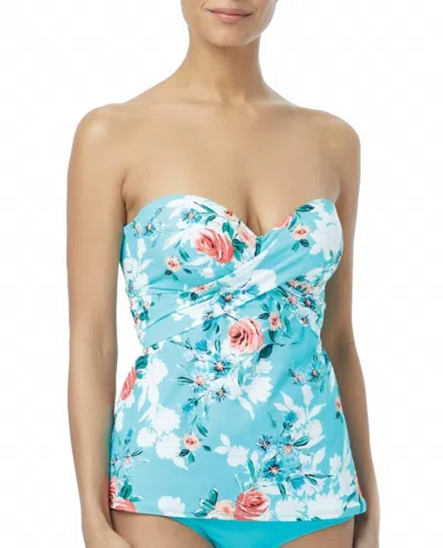 Coco Reef Cliff Rose Larimar D-cup Underwire Convertible Five-way Tankini Top In Cor Aqua In Transparent