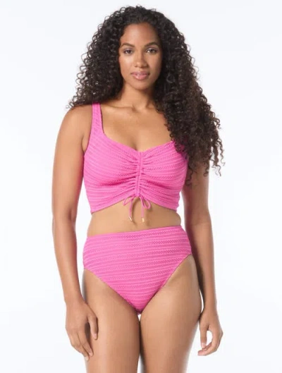 Coco Reef Elevate Bra Sized Shirred Underwire Bikini Top In Pink