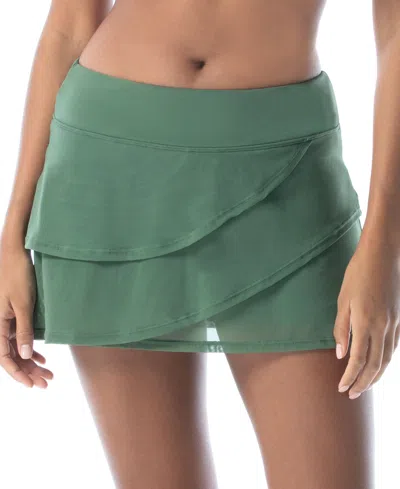 Coco Reef Illusion-overlay Swim Skirt Women's Swimsuit In Palm Green