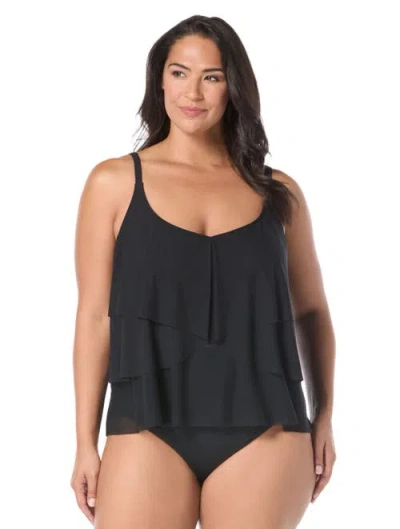 Coco Reef Lotus Ruffle Tankini Top In Black