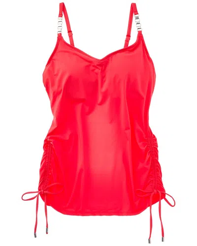 Coco Reef Marvel Shirred Side Underwire Tankini Top In Red