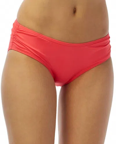 Coco Reef Side Shirred Bikini Bottom In Coral In Pink
