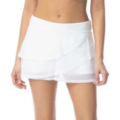 Coco Reef Sway Mesh Layer Swim Skort In White
